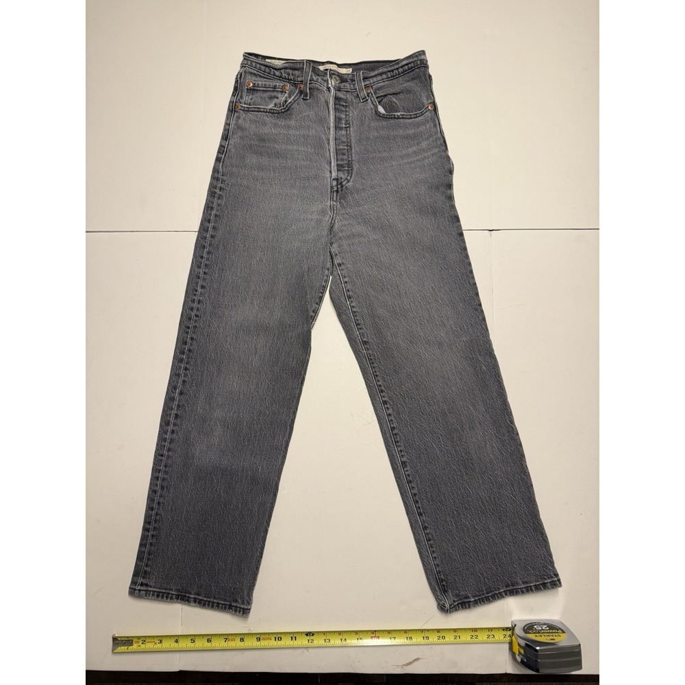 Levis Ribcage Straight Ankle Denim Jeans Women's 27 Gray High Rise Button Fly